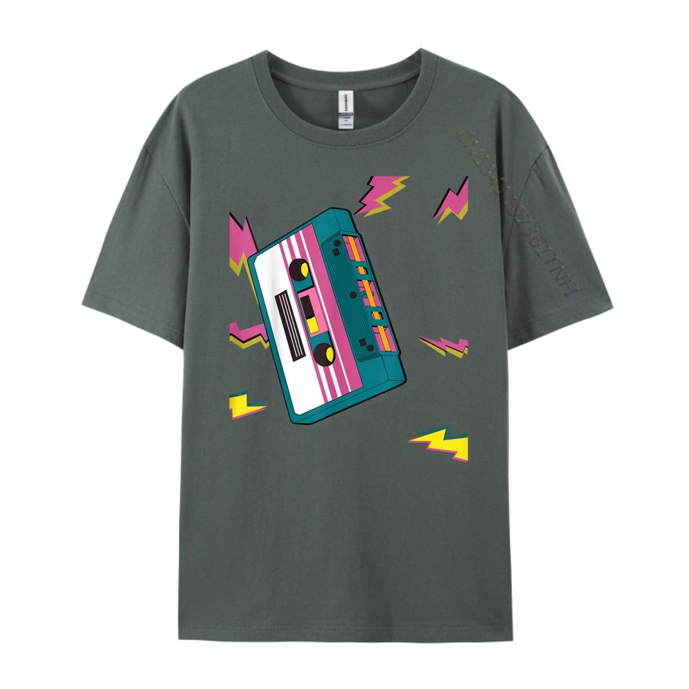 Vintage Cassette Tape In 80s 90s Neon Style T Shirts For Men Autumn TShirt Mens Tshirts Creative Camiseta