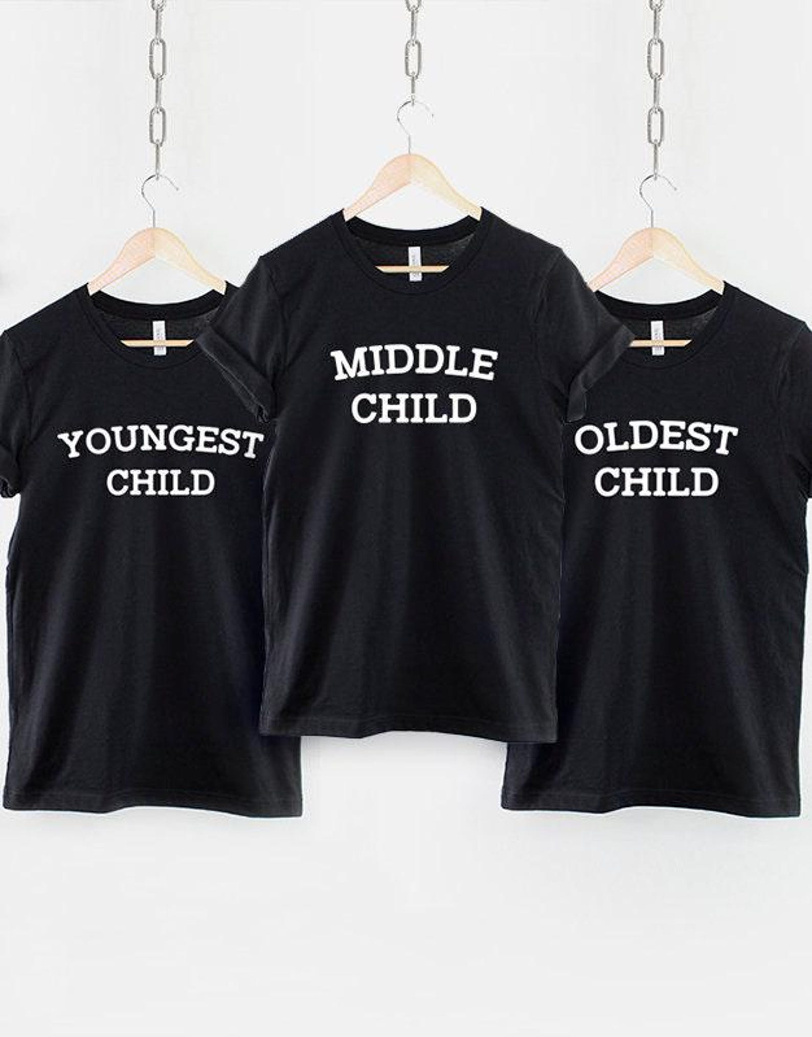 Siblings T Shirt Set – Oldest, Middle, Youngest Child Matching Shirts L
