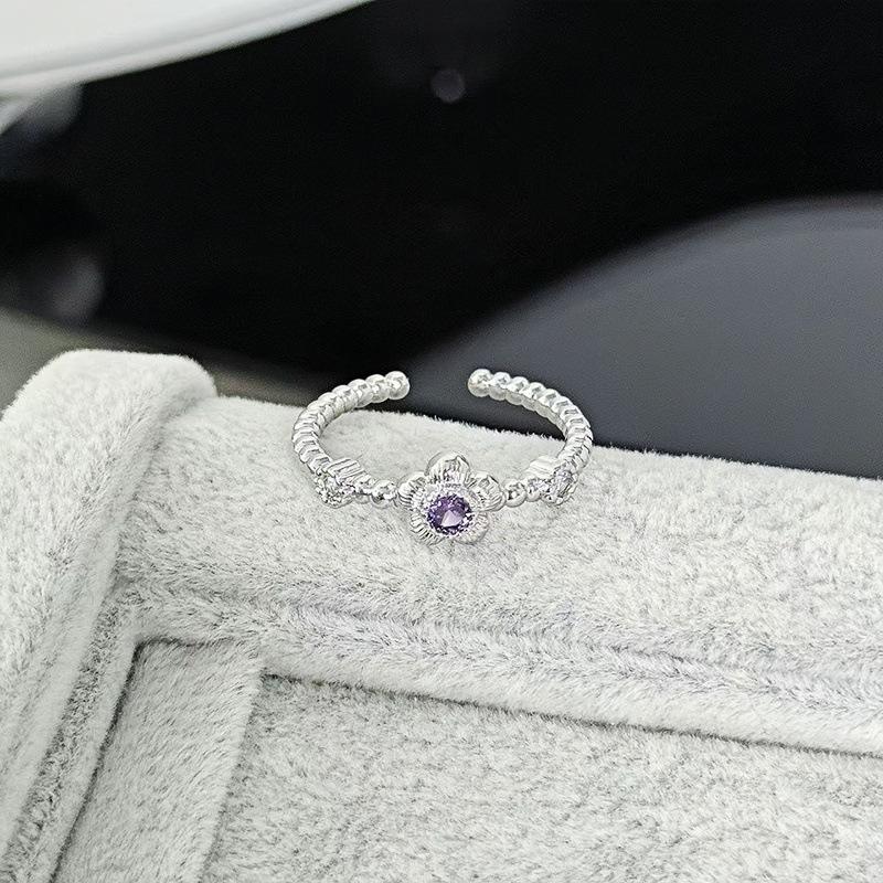 Geometric Light Luxury, High-End Sense, Thin Ring, Personalized Opening Ring, Simple Micro-Inlaid Flash Zircon, Super Fairy Ring, Female.