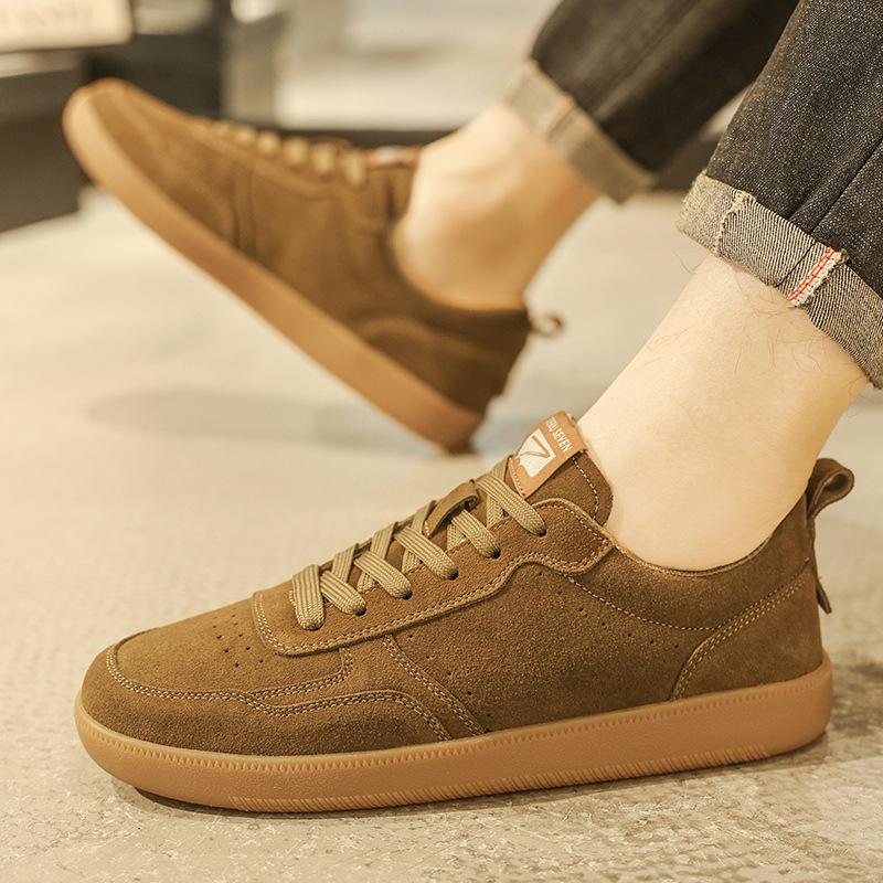 

Dexun обувь мужская 2025 замша коровья универсальная ретро низкие кеды повседневная обувь спортивная кожаная тренировочная обувь мужская 44 коричневый