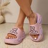 Papuci de Plajă Fashion pentru Femei, Desene Animate Ursuleț Drăguț, EVA, Toc Înalt, Confortabili, Moi, Ușori, Rezistenți la Uzură, Antiderapanți