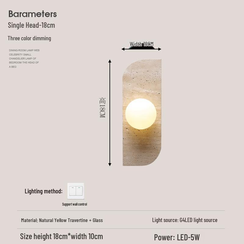 Wabi-Sabi Gelbe Travertin Nachttischlampe: Retro-Stil für Schlafzimmer & Wohnzimmer