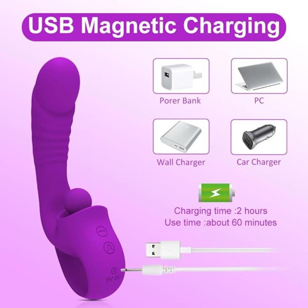 2 i 1 tungevibrator kvinnelig erotisk klitorisstimulator 10 frekvenser Oppladbar vanntett silikon for voksne Erotikk for kvinner og par