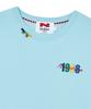 BEYOND CLOSET [Collection Line] Washed Cotton Short Sleeve T-Shirt With Vintage Art Piece Detail Sky Blue
