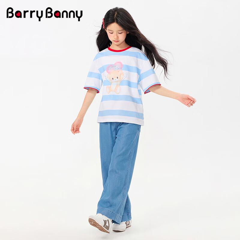 BARRY BANNY Girls' Cotton Bear Short Sleeve T-Shirt