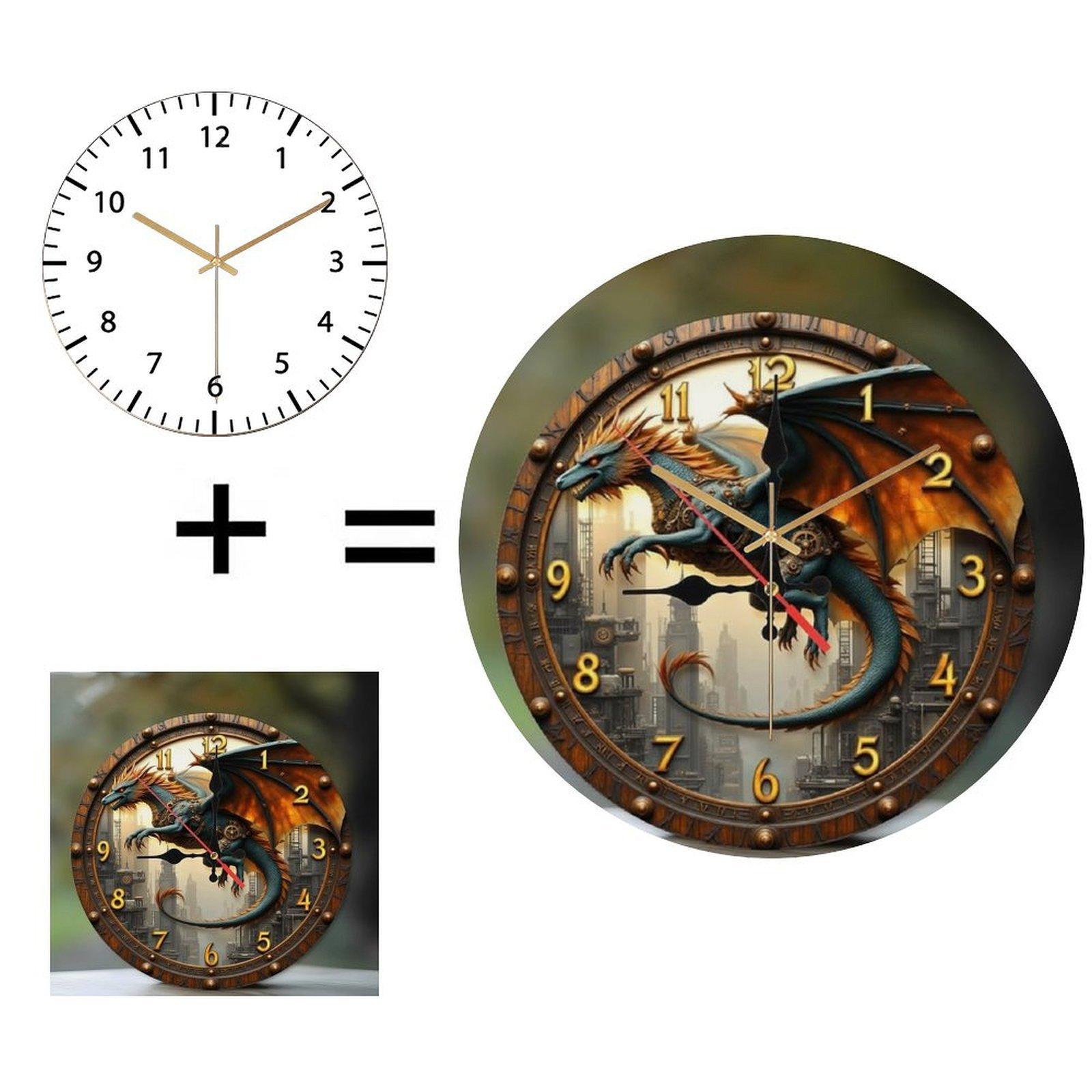 Contemporary Round Glass Wall Clock 30x30cm Custom Design Silent for Living Room 12 in(30.48cm)