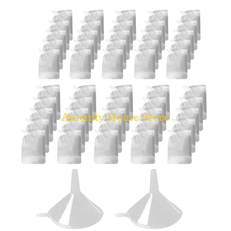 

F26C 50pcs Transparent Plastic Spout Reusable Plastic Bottle Bag Liquid Drink Beverage Sealed Packaging Bags Travel China Mainland