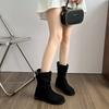 Retro simple and thin Martin boots women's 2025 new autumn and winter niche versatile pleated short low-heeled boots pile women