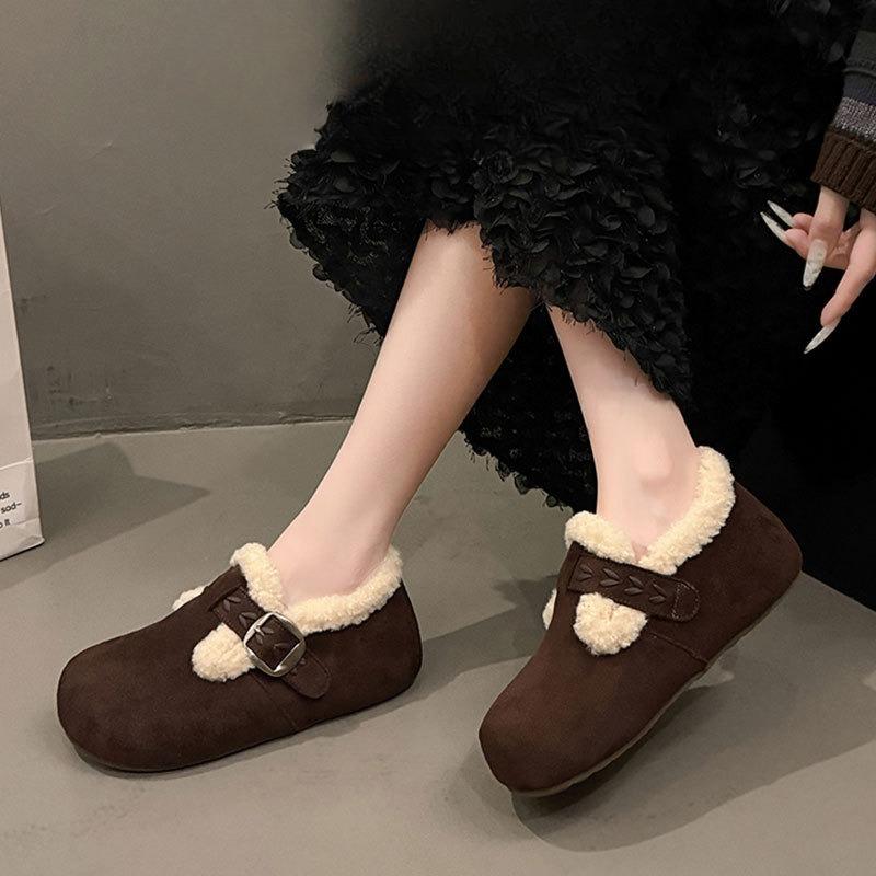 New Thick-soled Fleece Women's Shoes, One-foot Cotton Shoes and Warm Snow Boots