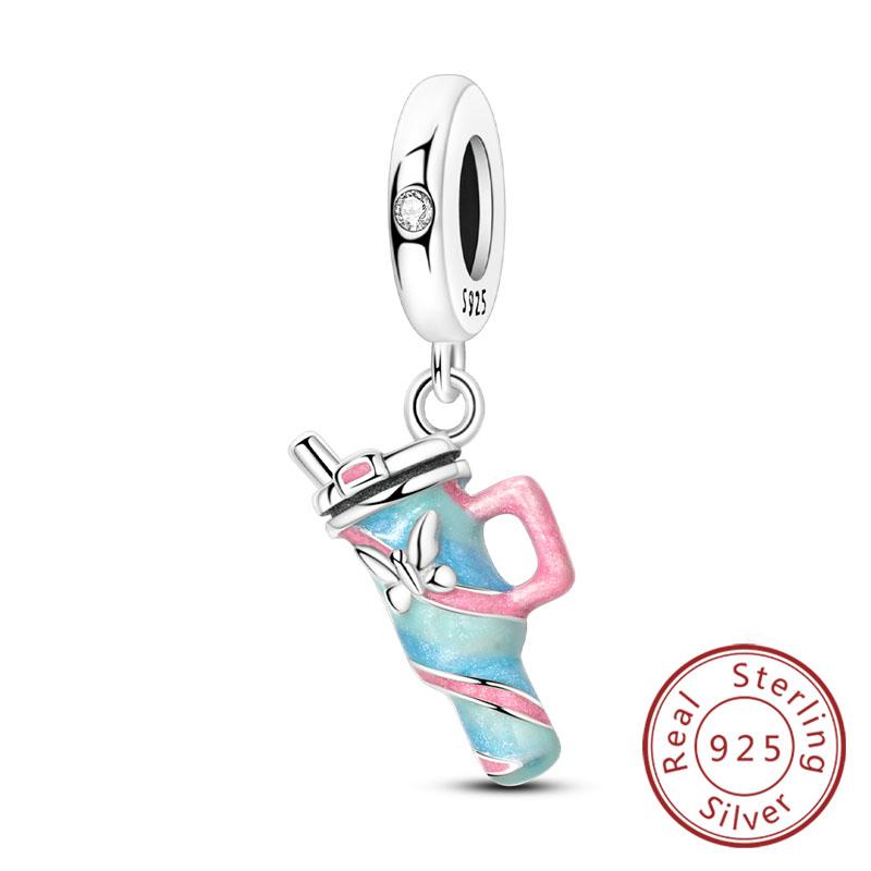 Fit Original Copper Charms Beads Wine Glass Coffee Cup Charms Pendant For Women Bracelet Charms Diy Jewelry Gift