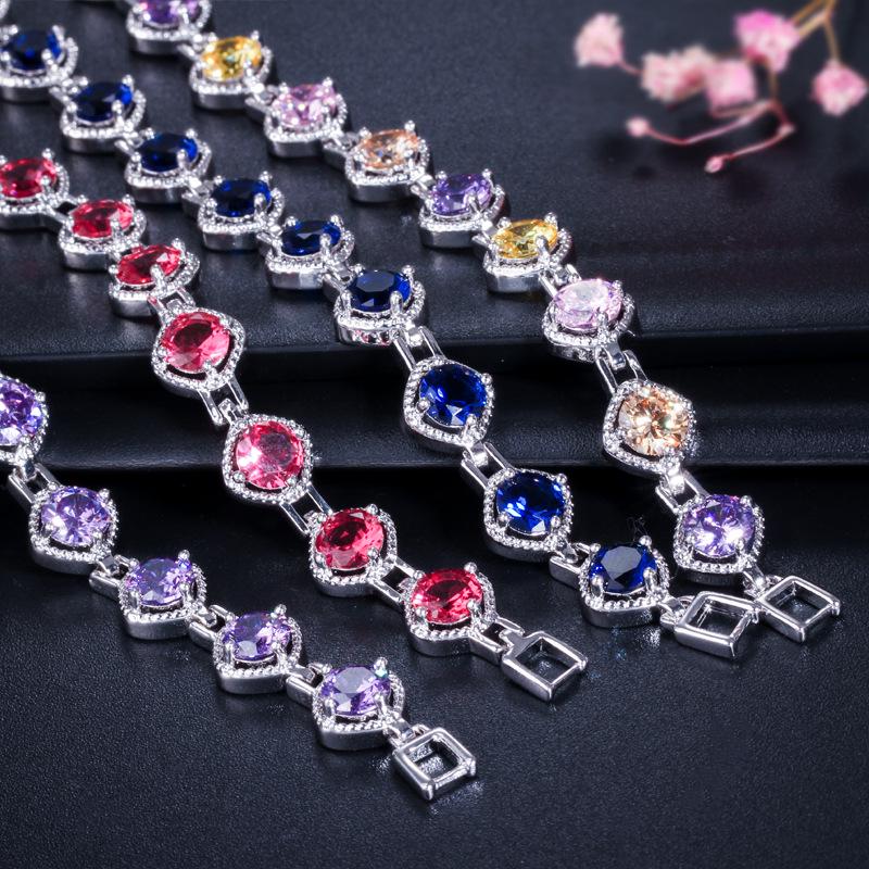 Super Flash Zircon Bracelet, Simple And Popular Temperament, Women'S Hand Jewelry, Multi-Color Optional