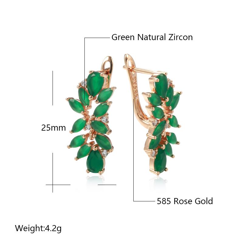 Full Emerald Cut Zircon Crystal Flower Drop Earrings For Women Luxury  Rose Gold Color Daily Fine Ethnic Jewelry