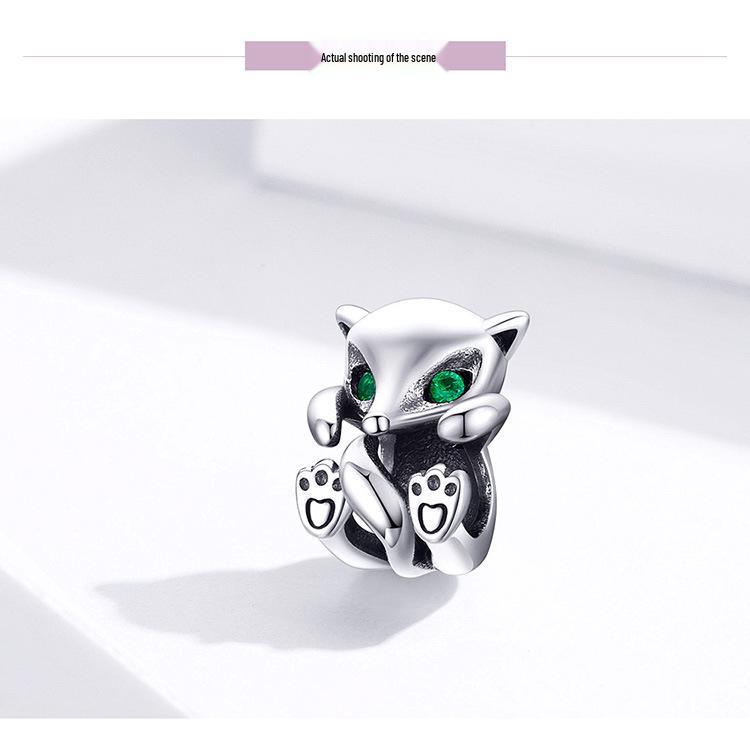 Korean Style S925 Sterling Silver Cute Fox Bead Accessory