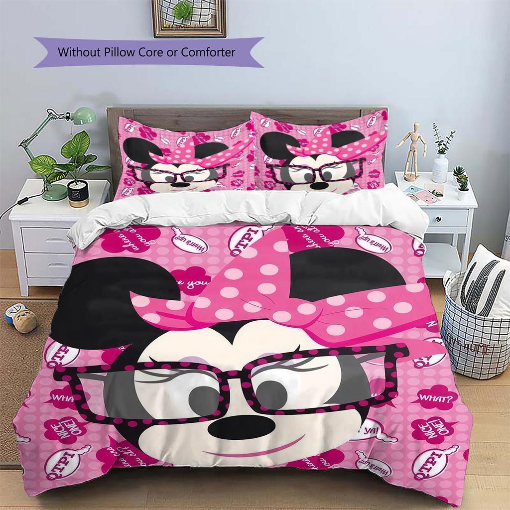 Sweet Polka Dot Minnie Mouse Pattern, The Perfect Choice for Decorating A Child's Bedroom. Warm and Comfortable Bedding Set.