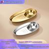 Oval Compartmented Stainless Steel Snack and Sauce Plate