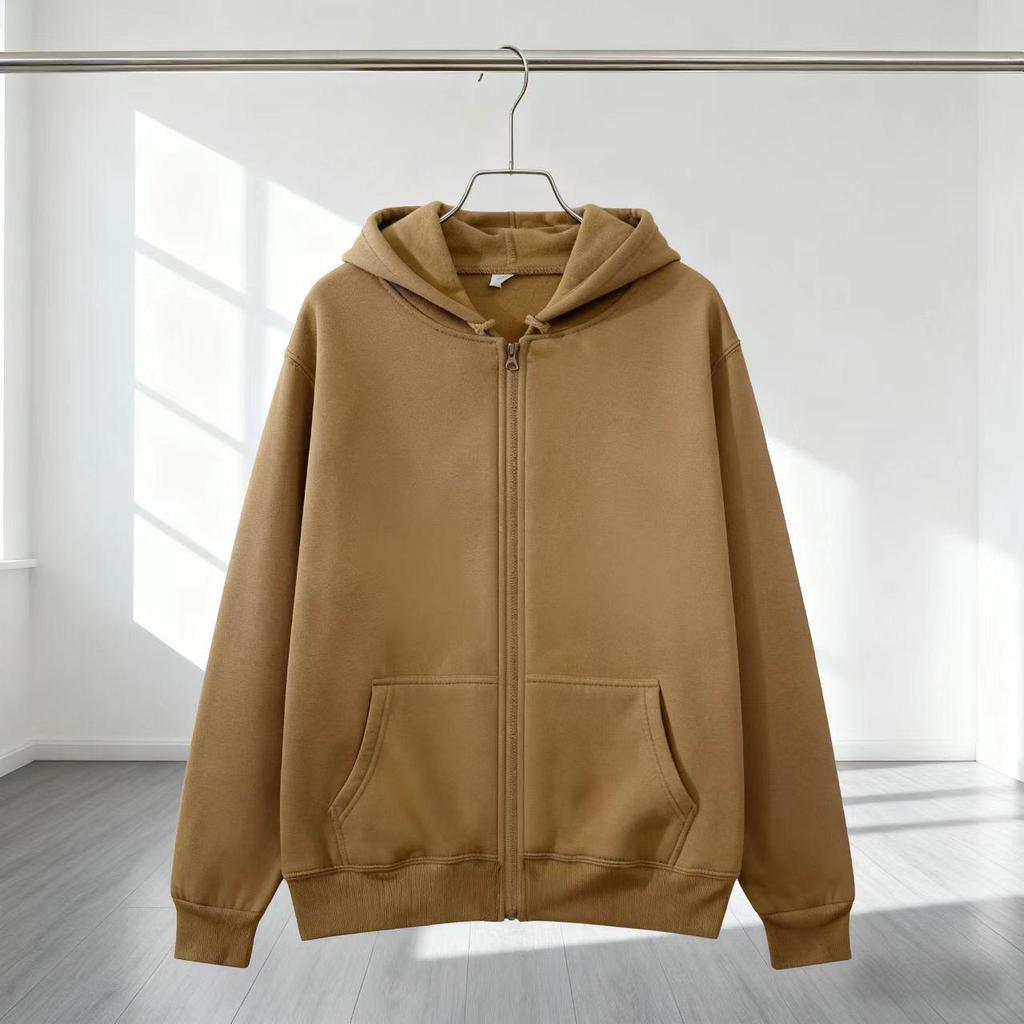 Unisex Cross-Season Hooded Fleece Jacket: Autumn-Winter Zip-Up Cardigan