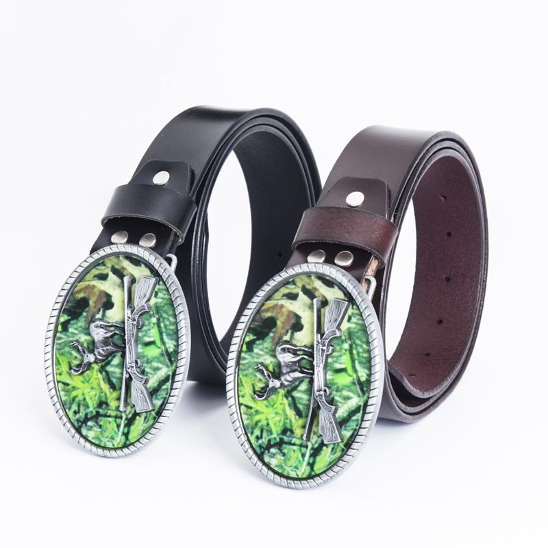 Pasek z pełnej skóry bydlęcej Owalna gładka klamra Pasek ogniwkowy Pasek skórzany