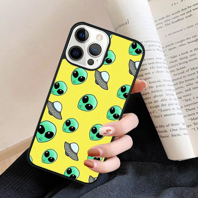 Cartoon Alien Phone Case Cover For iPhone 17 Air 16 15 14 Plus 12 13 Pro Max Coque Shell Fundas