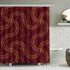 Modern Bathroom Decor Shower Curtain With Gold Lines Design For Bathtub Red Color Home Decoration Waterproof Fabric Shower Panel