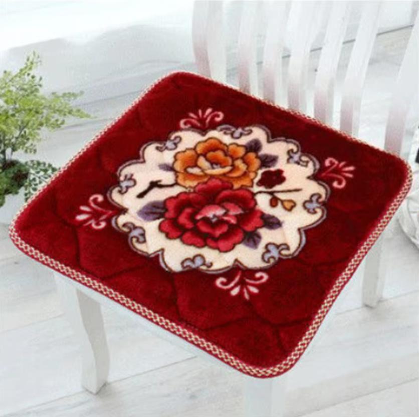 Floral Pattern Dining Chair Cushion Square Soft Office Computer Chair Seat Cushions Winter Car Seat Pad Non-slip Stool Cushions