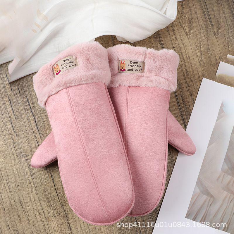 

Теплые женские перчатки без пальцев в корейском стиле с плюшевой подкладкой и замшевой текстурой One Size