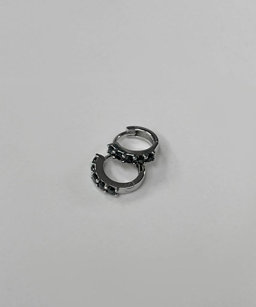 Baradu 925 Black Pave Mini Round Hoop Earrings