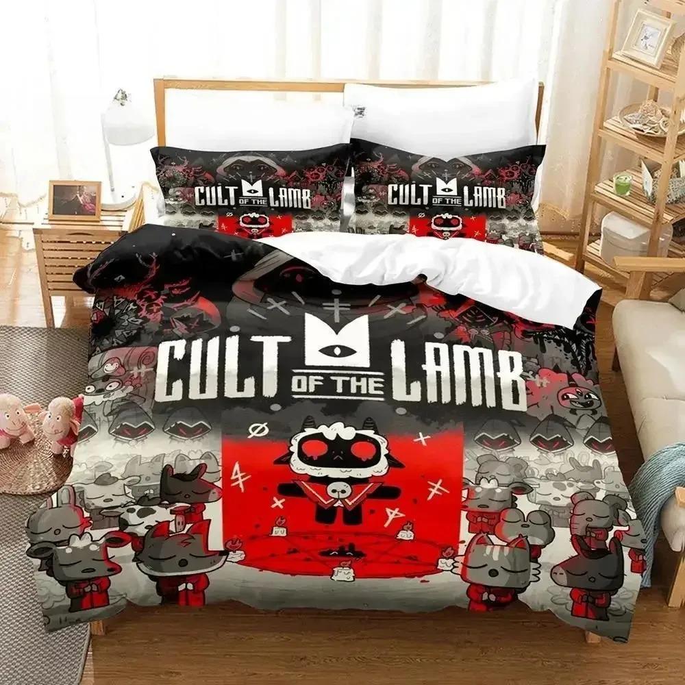 Cult of the Lamb Bedding Set Single Twin Full Queen King Size 3D Anime Duvet Cover Bed Sheet Set for Adult Kid Bedroom