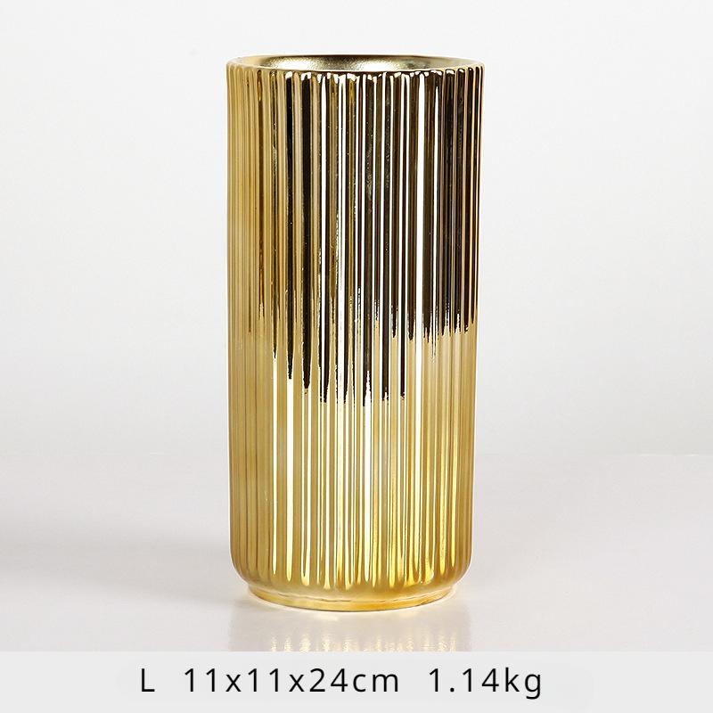 Nordische Keramikvase Goldene Vase Blumenarrangement Topf Blumenaufbewahrungsbehälter für Zuhause Wohnzimmer Weiche Dekoration