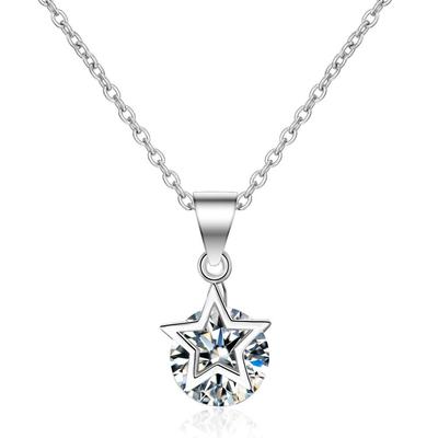 Women's Korean Style Zircon Star Pendant Necklace, Small Fresh Five-Pointed Mini Star Clavicle Chain