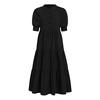 VONDA Summer Women's Ruffled Long Dress Puff Short Sleeve Button Down Solid Color Casual Loose Maxi Dresses Plus Size