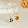 Maillard Tiger's Eye Stone Necklace Color High Temperament Retro Niche Clavicle Chain Pendant Neck Chain Female