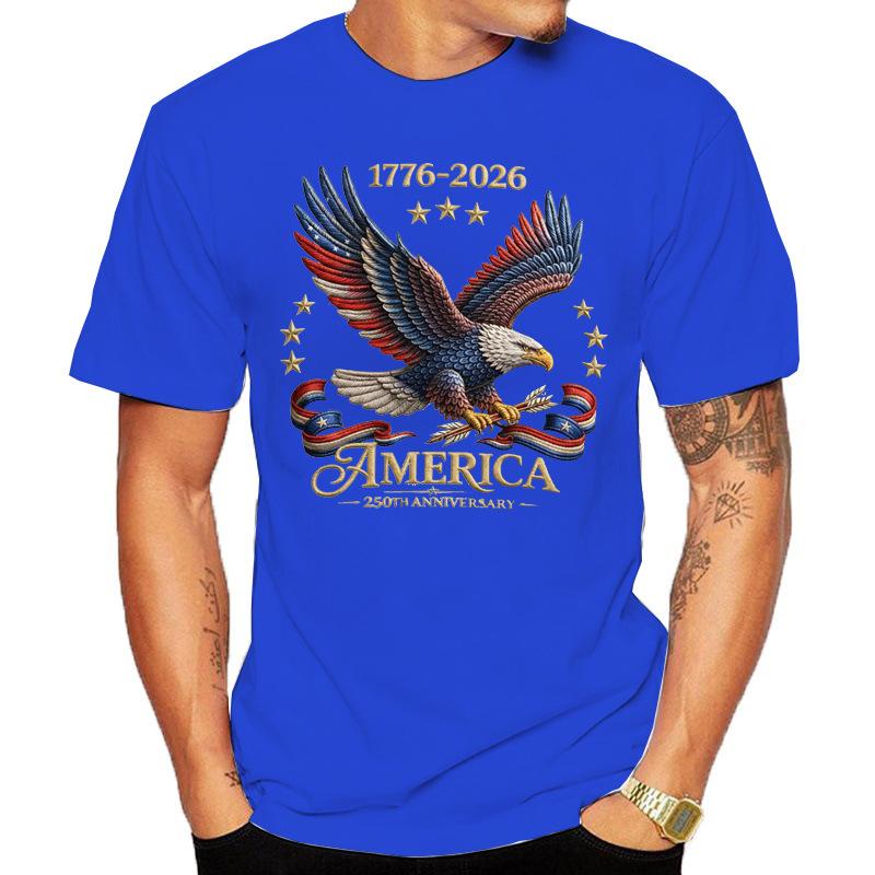 Usa 250th Anniversary Eagle Flag Print Trendy Tshirt Casual Loose Short Sleeve Top Modal Material Comfortable Unisexs Tee