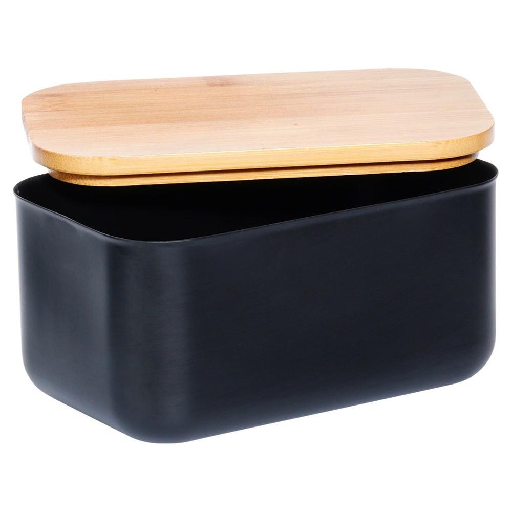 Black Bamboo Butter Dish Steel Kitchen Container for Butter