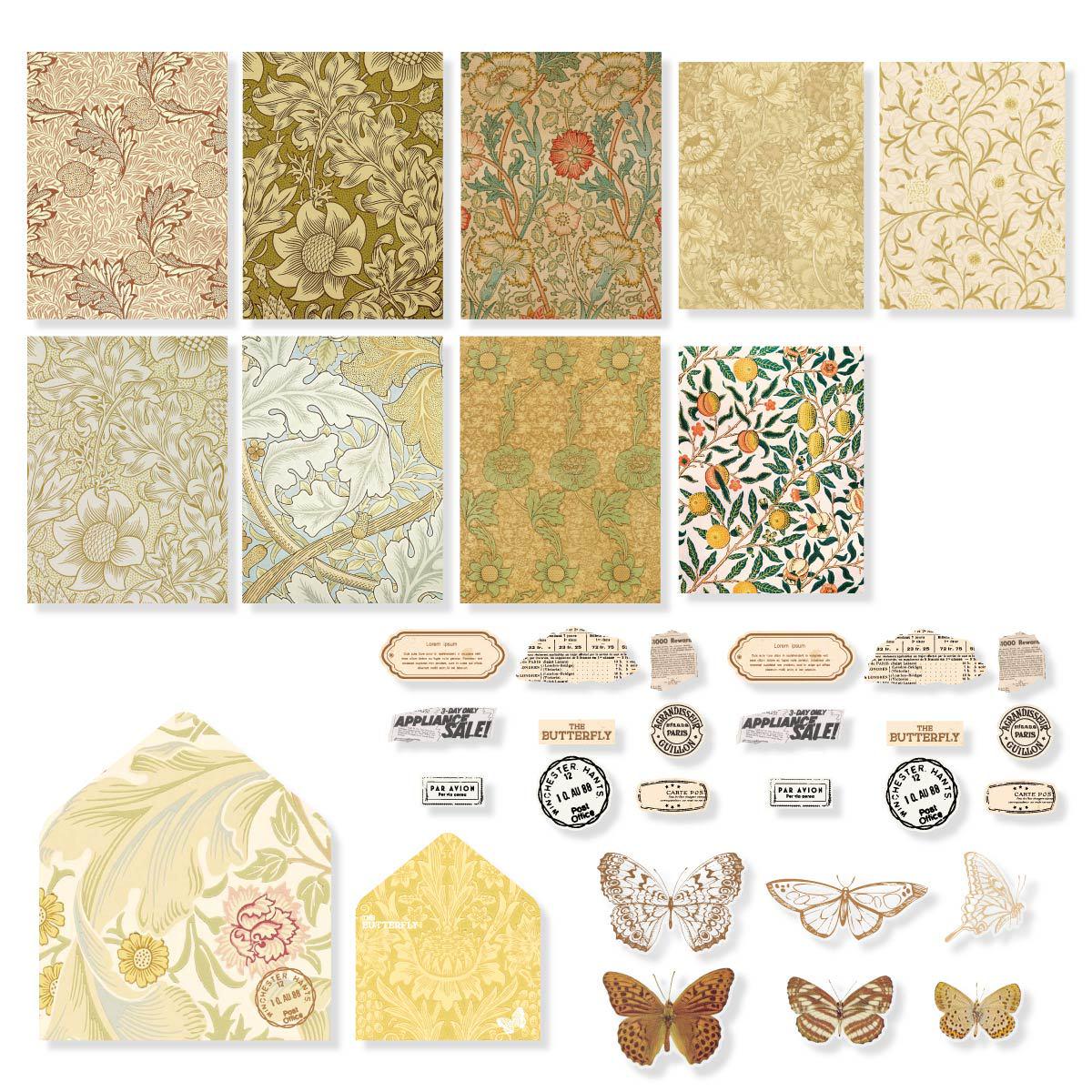 Mu Ran Retro Butterfly Stickers: Ita Bag & Journal DIY Specialty Paper Pack