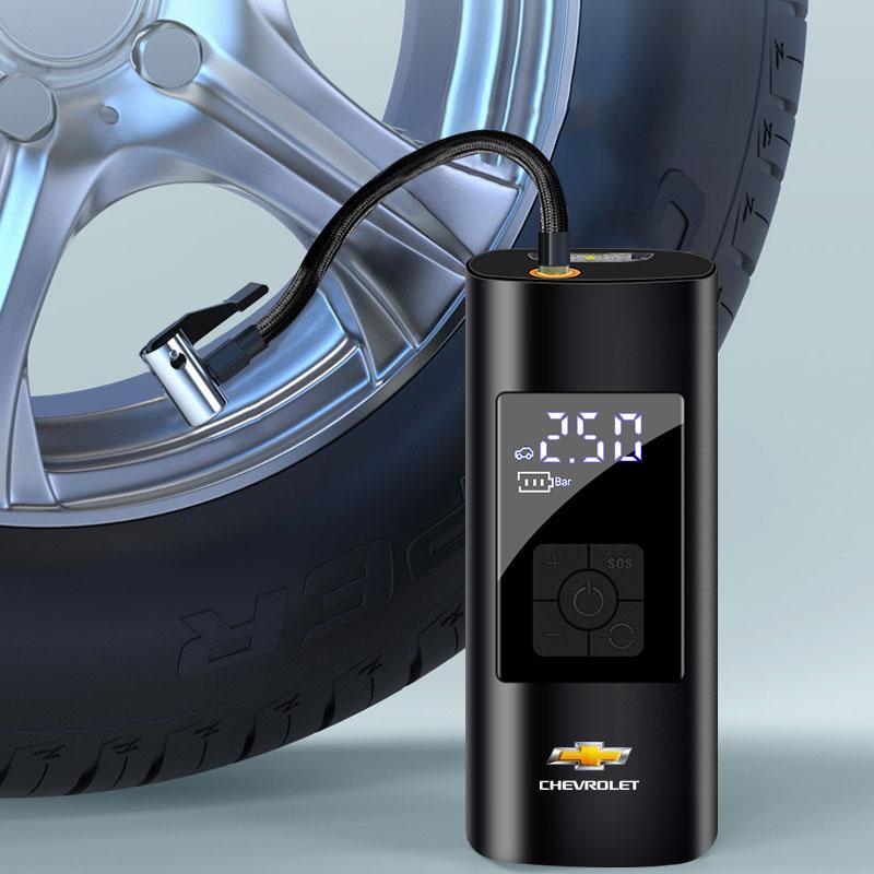 1Pcs Car Tire Inflator Smart Digital Inflatable Pump Emblem Accessories for Chevrolet Camaro Trax Blazer Cavalier Onix Aveo Silverado Malibu Captiva