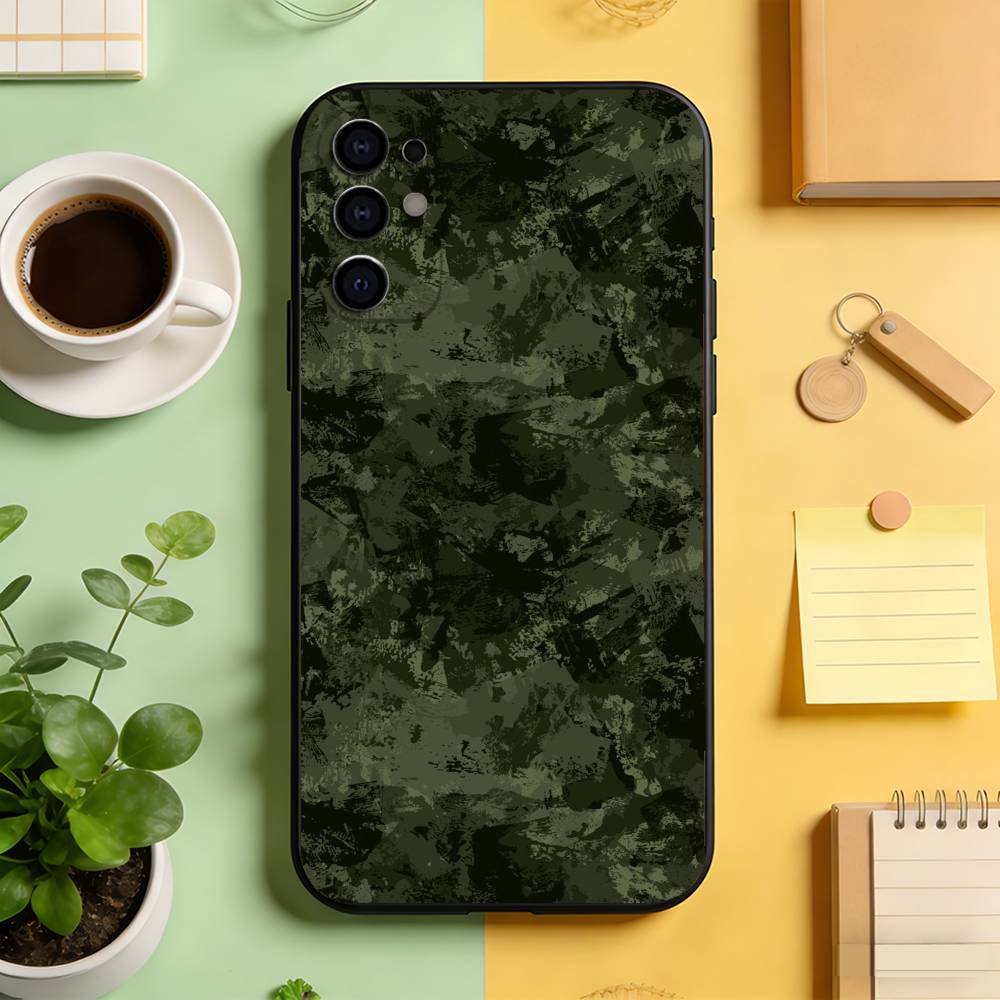 

Green Camouflage Pattern Phone Case Black Silicone Soft For Samsung S25,S24,S21,S22,S23,S30,Ultra,S20,Plus,Fe,Lite Samsung S21plus
