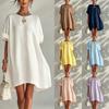 Women's Loose Fit Casual Round Neck Dress Relaxed Style Comfortable Short Sleeve Tunic Dress