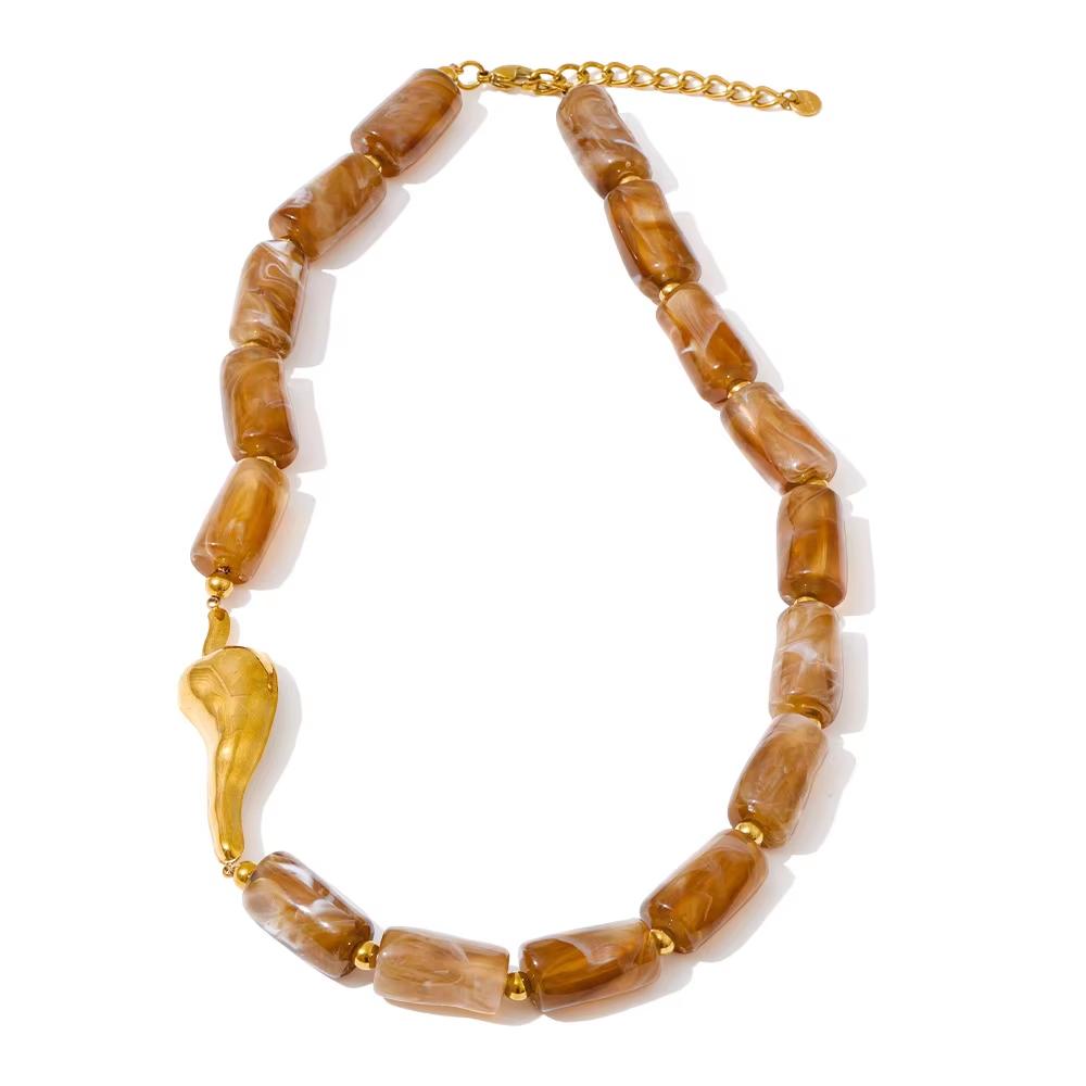 

Eetit 50+5см Кофейный Резиновый Цилиндр Цепочка Чили Ожерелье 2025 Нержавеющая Сталь Осень Зима Заявление Ювелирное Изделие 2025 Подарок Рекомендуем янтарь