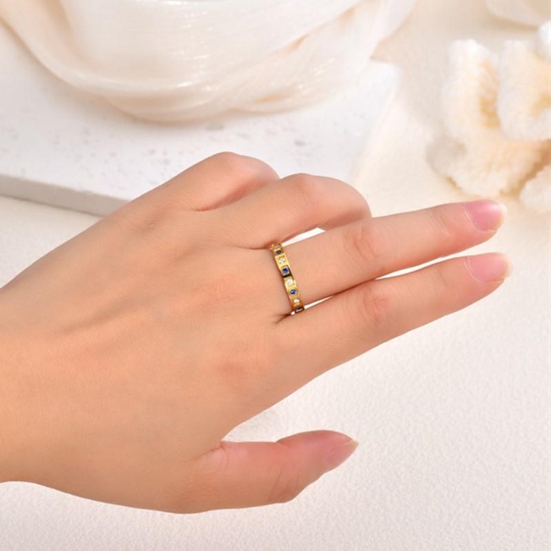 3mm Thin Stackable White&Blue CZ Eternity Ring Wedding Band for Women Girl Size 5-11