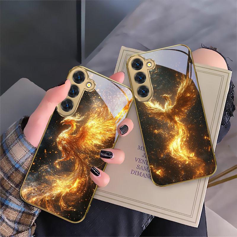 Golden Phoenix Nirvana For Samsung Galaxy S26 S20 FE S21 S22 S23 Plus S24 Ultra S25Ultra S21+  S22Plus Golden Glass Phone Case