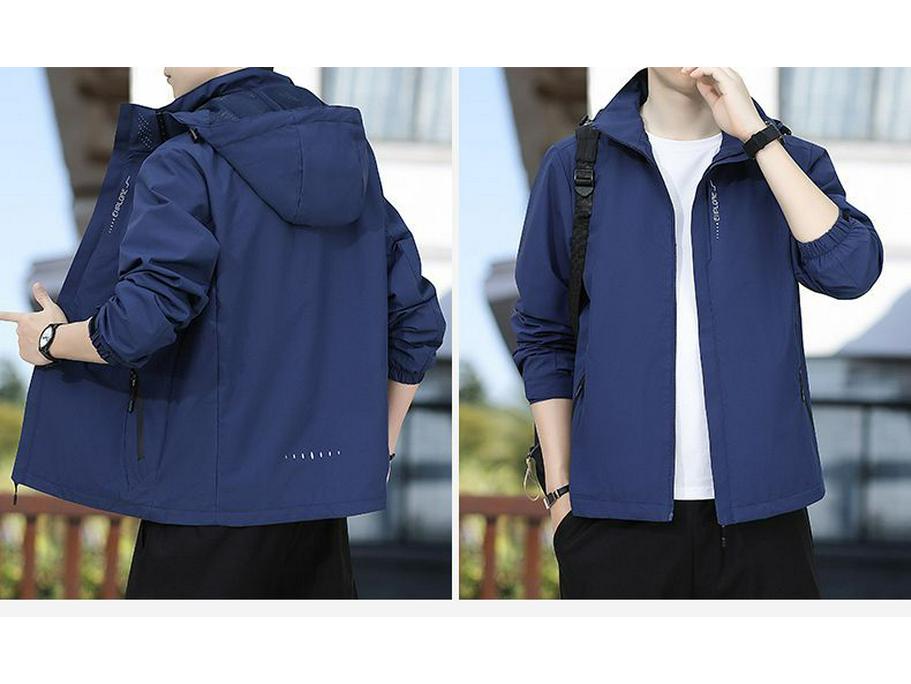 Men's Spring/Autumn Windbreaker with Detachable Hood - Waterproof, Windproof, Breathable Jacket for Outdoor and Casual Wear