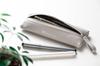Italian Leather Pencil Case Pentaboric Frosty White (Gray)