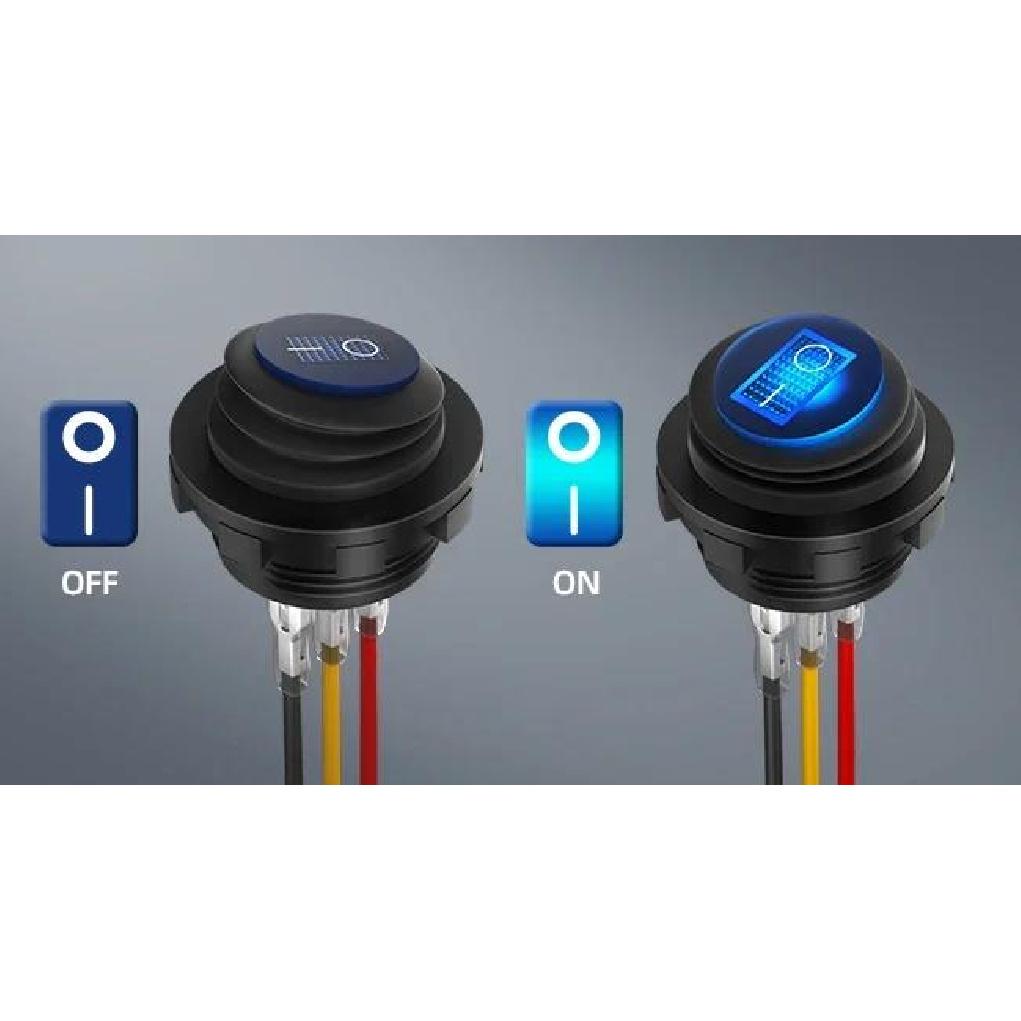 5PCS Waterproof Round Rocker Switch12V LED Toggle Switch Lighted ON Off SPST 3 Pin for Car Switch Panel RV Truck Marine Boat Switches Seat 3