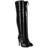 Fashion Women's Over the Knee Thigh High Boot Sexy Peep Toe Lace-up Patent White Night-club Dance Fetish Party Shoes Lady Big Size 44