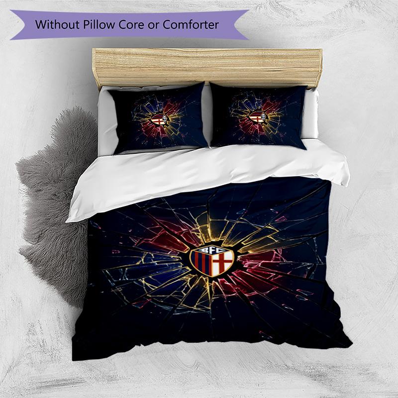 Bologna FC Printed 3PCS Bedding Set Breathable Duvet Cover with Pillowcases Decorative Bed Linen for Bedroom Home