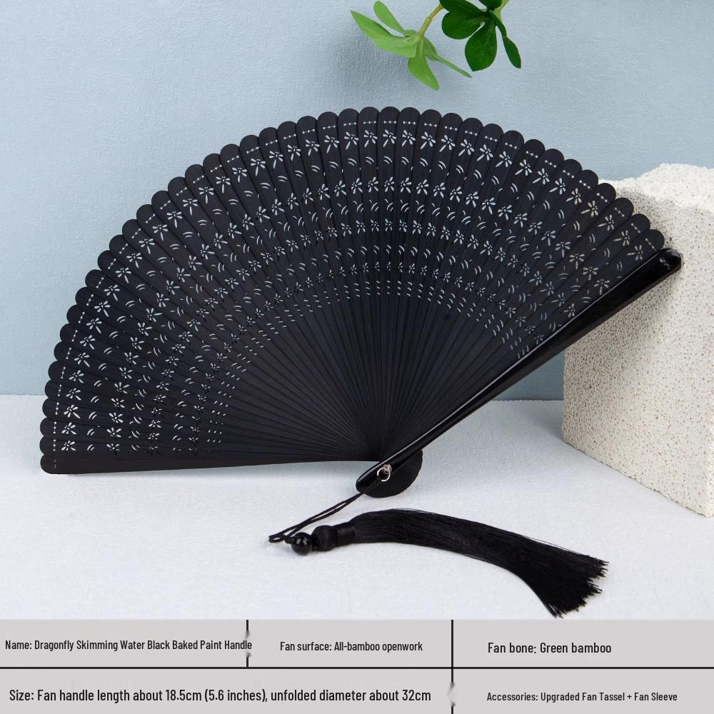 Bamboo Folding Fan: Portable Chinese Style for Summer, Cheongsam, Hanfu, and Children's Dance
