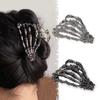 Metal Skull Hand Hair Clip Silver Punk-inspired Art Skull Embellishment Metal Halloween Hair Securing Claw Hair Clip for Women