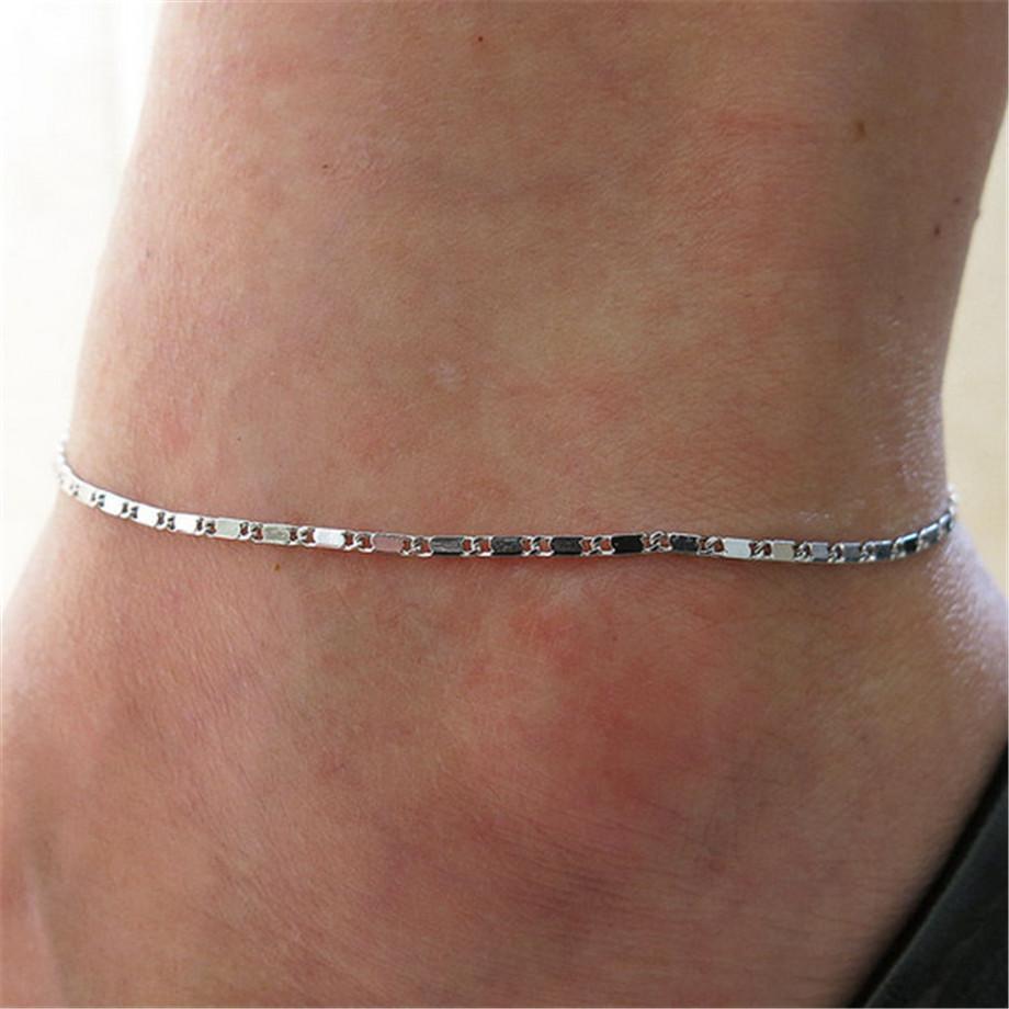 

Simple Woman Anklets Casual/Sporty Gold Silver Color Chain Women Ankle Bracelet Jewelry
