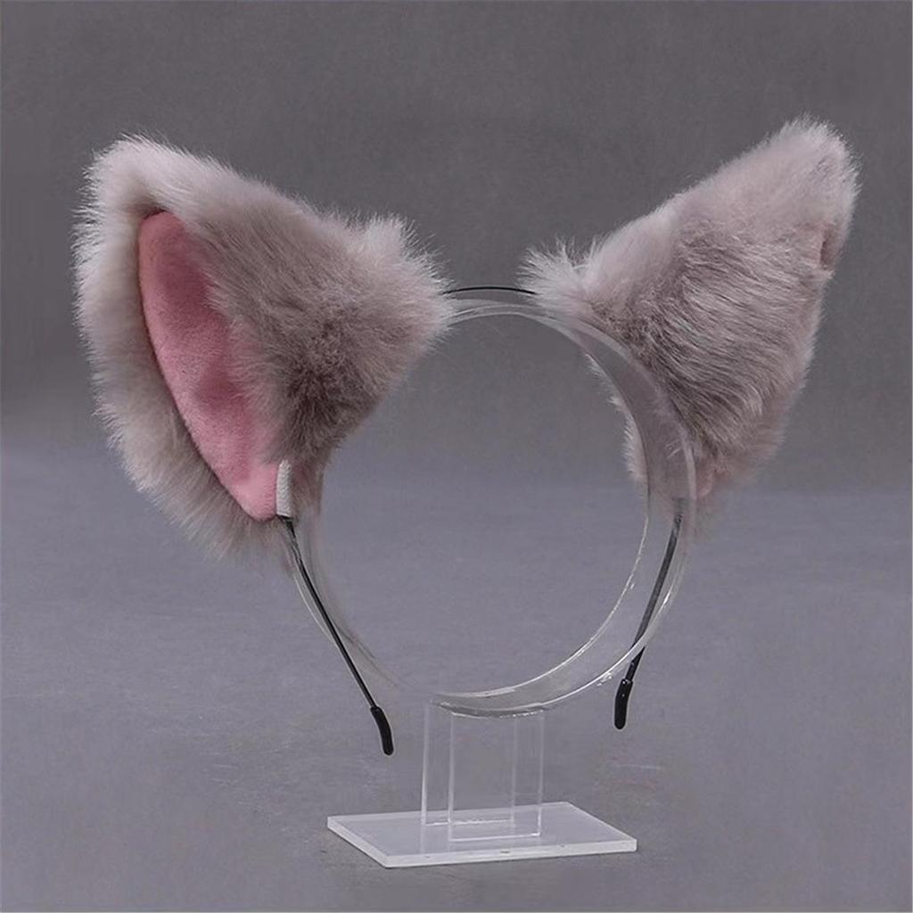 Diadema y pinzas con orejas de animales: Gato, zorro, perro lobo con cascabeles: accesorios para el cabello de cosplay para mujeres.