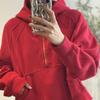 Red New Year Outdoor Sports Stand Collar Jacket - Half Zip Yoga Fitness Cardigan Hoodie
